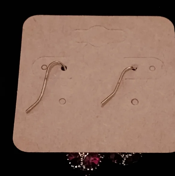 Red Crystal Ball Dangle Earrings Gold Tone Rhinestone Statement Glam Sparkly - Picture 3 of 4